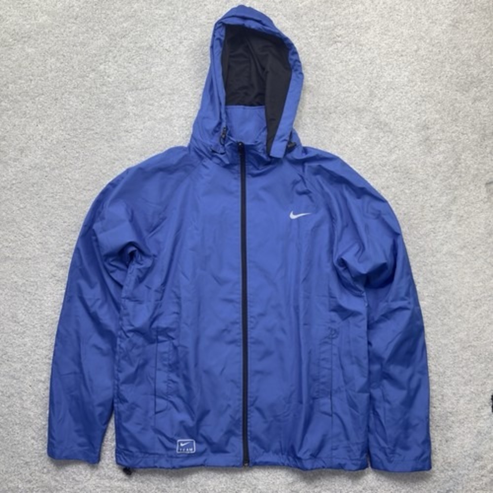 Vintage Nike Team Full Zip Windbreaker Jacket Mens XL Blue Rain Shell Coat